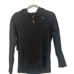 Puma Black Long Sleeve Athletic Hooded Pullover Casual Sweatshirt Women Sz S